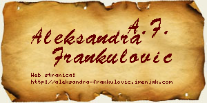 Aleksandra Frankulović vizit kartica